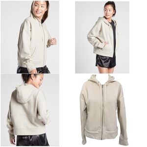 Athleta Cream Tenacity Hoodie Zip Up Sweater Size Small